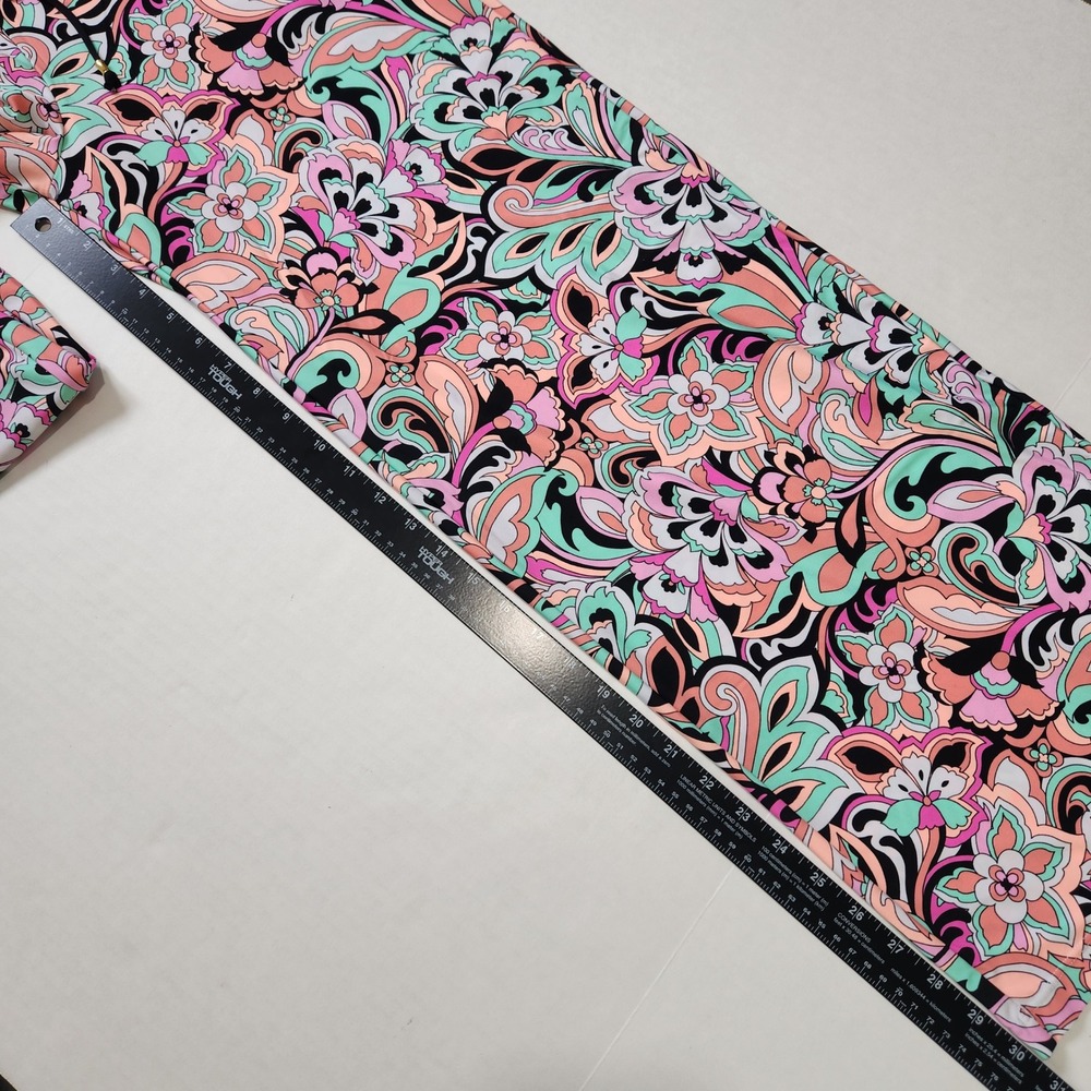 Sunshine 79 Cascade Blooms Paisley Floral Wide Leg Beach Pants Pink Mint Green M - Picture 6 of 11